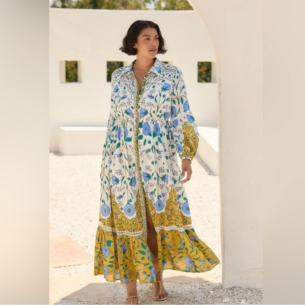 Anthropologie The Eleanora Long-Sleeve Maxi Shirt Dress Size XS